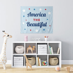 America the Beautiful Blue Patriotic Tapestry