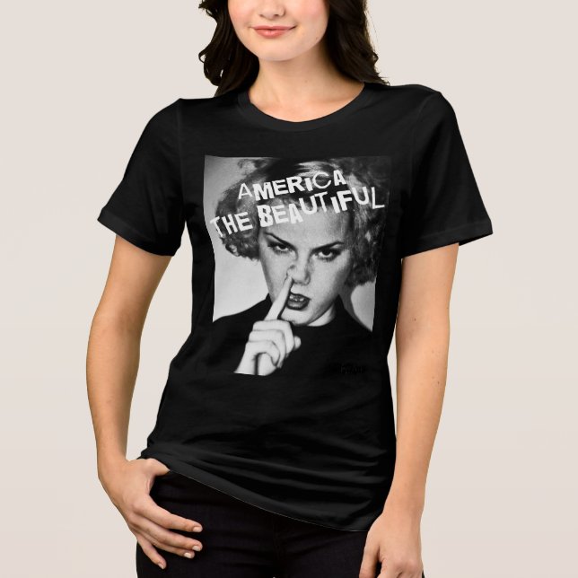 America the Beautiful by FpArt Black T-Shirt Tri-Blend Shirt (Front)