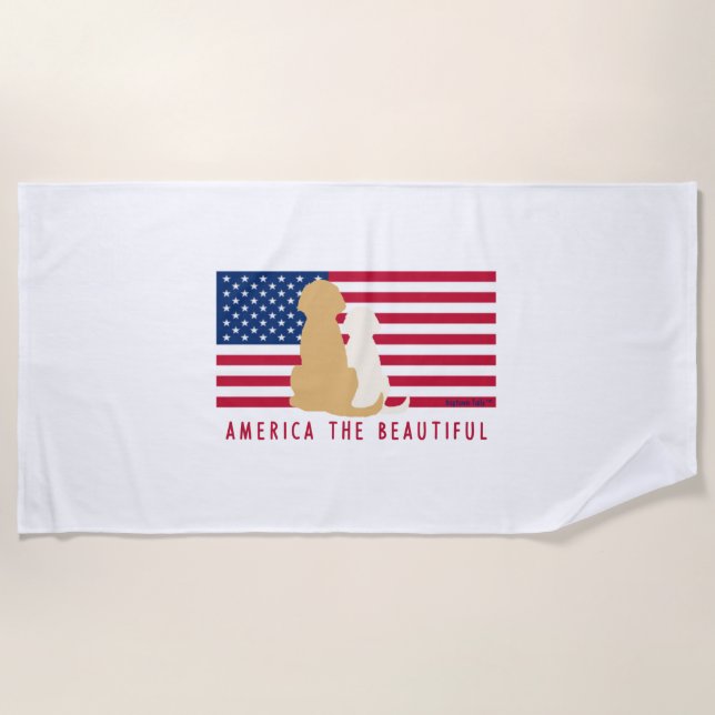 America the Beautiful Dog Bath or Beach Towel (Front)