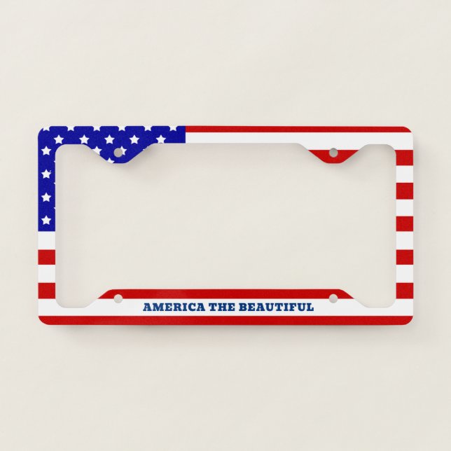AMERICA THE BEAUTIFUL FLAG STARS AND STRIPES LICENSE PLATE FRAME (Front)