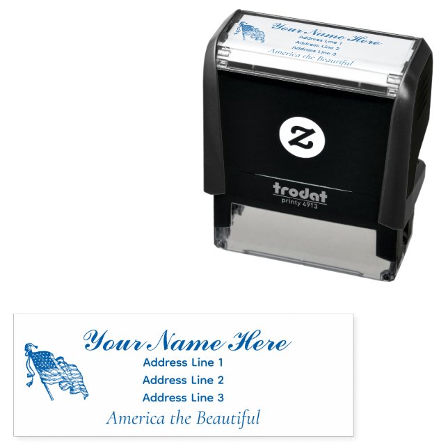 America the Beautiful Name Address Stamp 4 lines (In Situ)