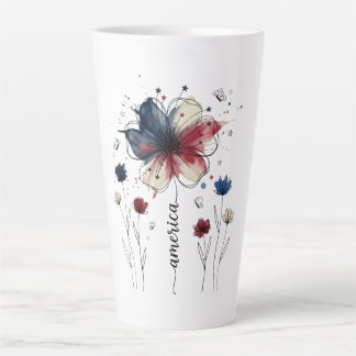 🌸America the Beautiful Patriotic Floral Latte Mug