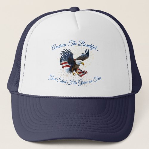 America the Beautiful Trucker Hat Eagle Flag
