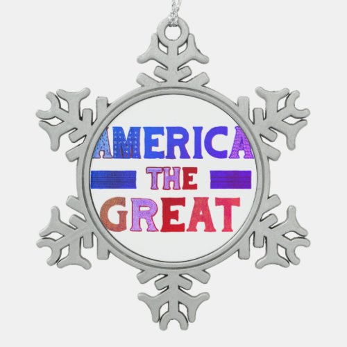 America The Great Snowflake Pewter Christmas Ornament
