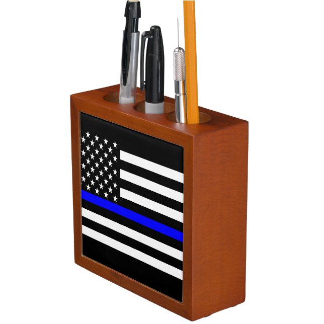 America Thin Blue Line Symbol Desk Organizer (In Situ)
