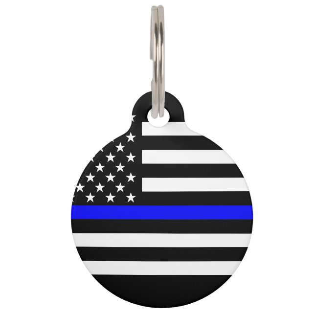 America Thin Blue Line Symbol Pet ID Tag (Front)