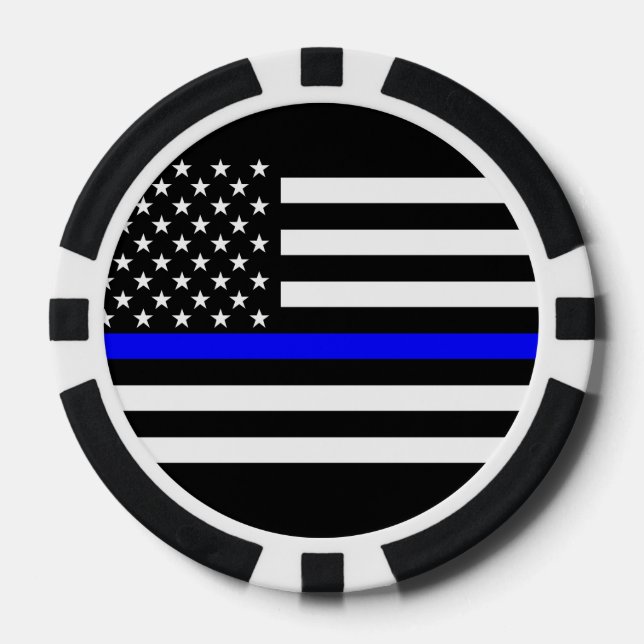 America Thin Blue Line Symbol Poker Chips (Front)