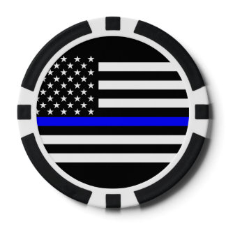 America Thin Blue Line Symbol Poker Chips