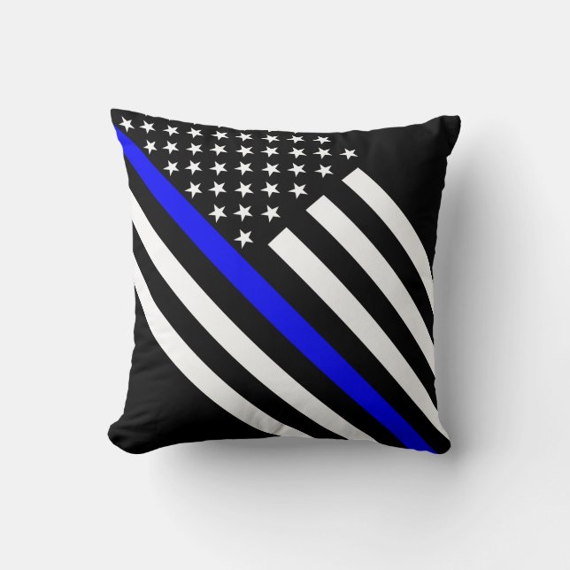 America Thin Blue Line Symbol Throw Pillow (Front)
