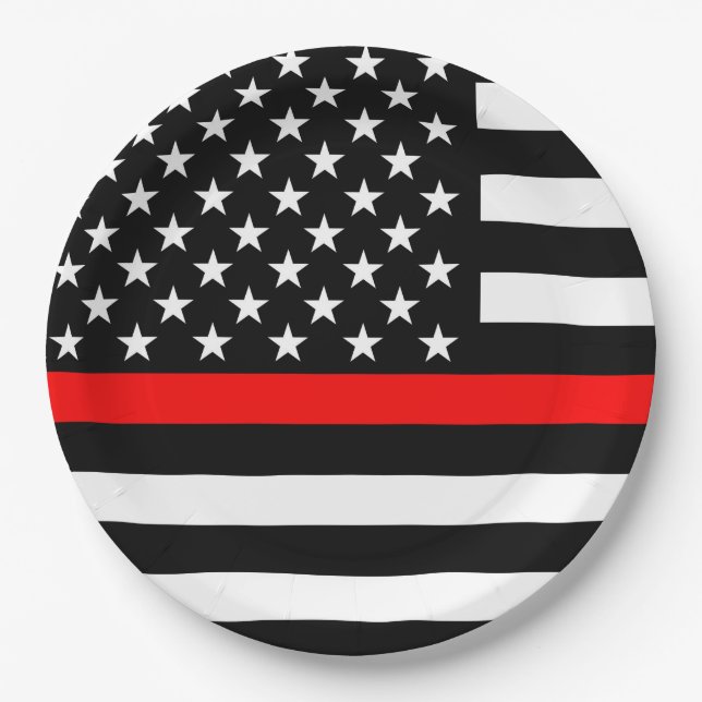 America Thin Red Line Symbol Paper Plates (Front)