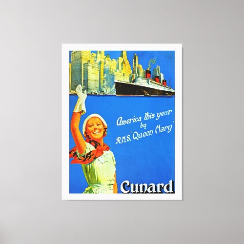 America this Year by RMS Queen Mary  XL Canvas Print