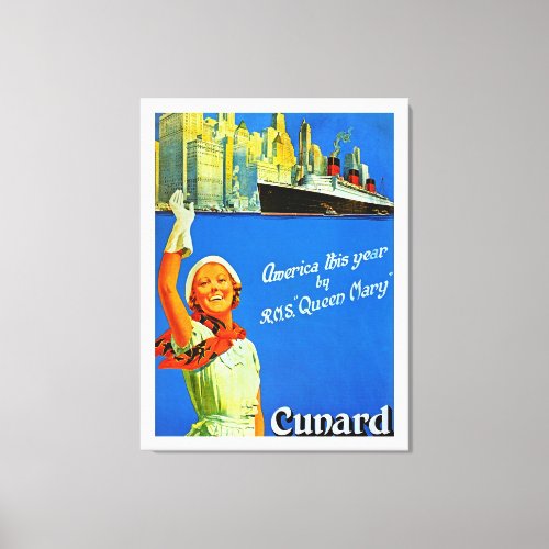 America this Year by RMS Queen Mary  XL Canvas Print