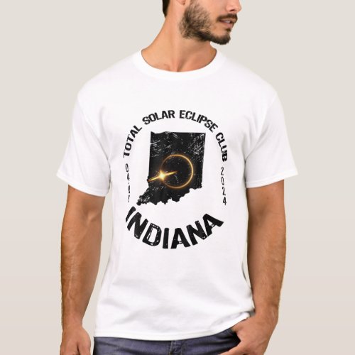 America Total Solar Eclipse Indiana 2024 Retro Sta T_Shirt