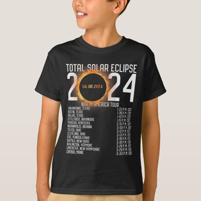 America Tour 2024 Totality On Back Solar Eclipse  T-Shirt (Front)