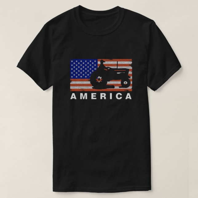 AMERICA -Tractor FLAG T-Shirt (Design Front)
