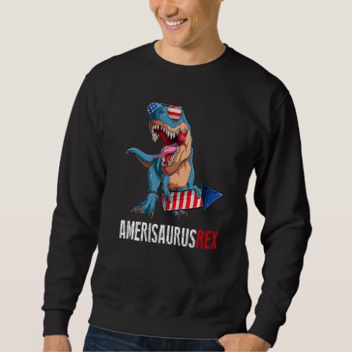 America Trex US Patriotic Dino 4th of July Firewor Sweatshirt