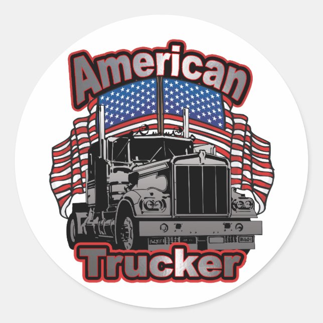America Trucker Classic Round Sticker (Front)