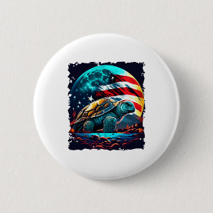 America turtle under Moon with American Flag Copy Button