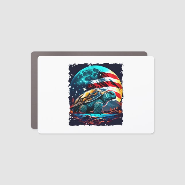 America turtle under Moon with American Flag Copy  Car Magnet (Front)