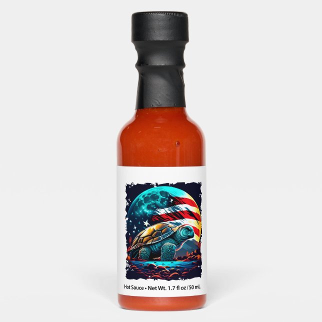 America turtle under Moon with American Flag Copy  Hot Sauces (Front)