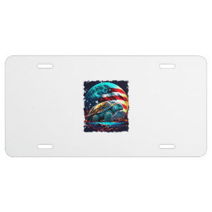 America turtle under Moon with American Flag Copy  License Plate