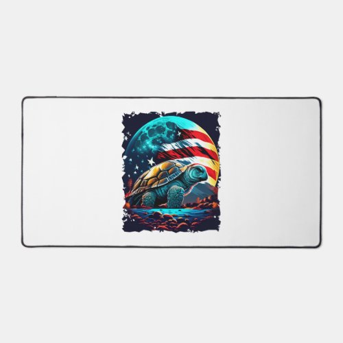 America turtle under Moon with American Flag Desk Mat