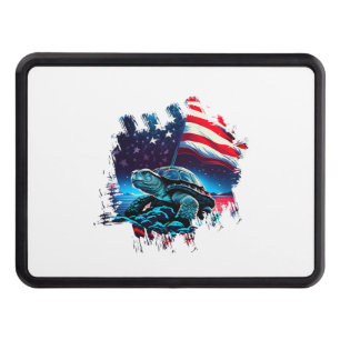 America turtle under Moon with American Flag Hitch Cover