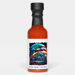 America turtle under Moon with American Flag Hot Sauces