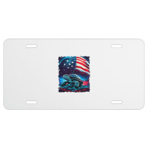 America turtle under Moon with American Flag License Plate