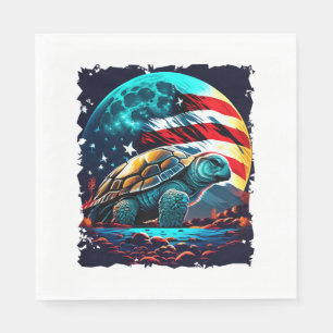 America turtle under Moon with American Flag Napkins
