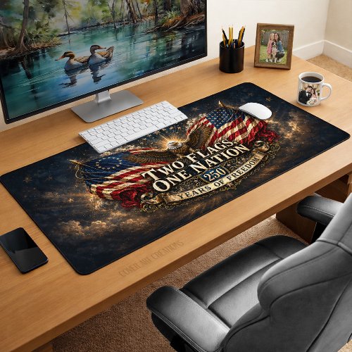 America Two Flags One Nation 250 Desk Mat