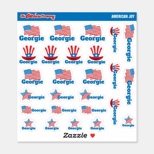America USA Custom Name Labels  Stickers