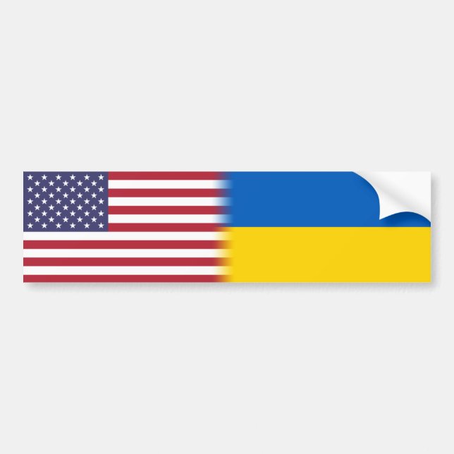 America Ukraine Allies US Flag Ukraine Flag Bumper Sticker (Front)
