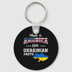 America Ukrainian Parts Ukraine Map Usa Flag Roots Keychain