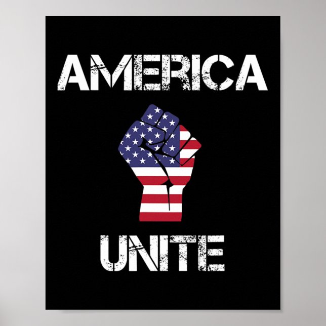 America Unite Resist Fist Patriotic Flag Freedom F Poster (Front)
