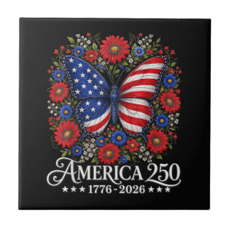 America US Flag 250 1776 2026 250th Anniversary 4t Ceramic Tile