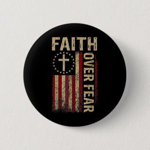 America Us Flag Faith Over Fear Prayer Christian C Button
