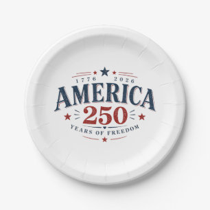 America USA 250th, 250 Years of Freedom Paper Plates