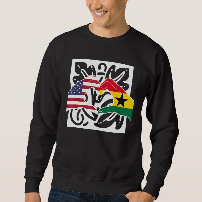 America USA American Ghana Ghanaian Melanin Mixed  Sweatshirt (Front)
