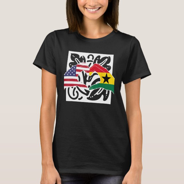 America USA American Ghana Ghanaian Melanin Mixed  T-Shirt (Front)