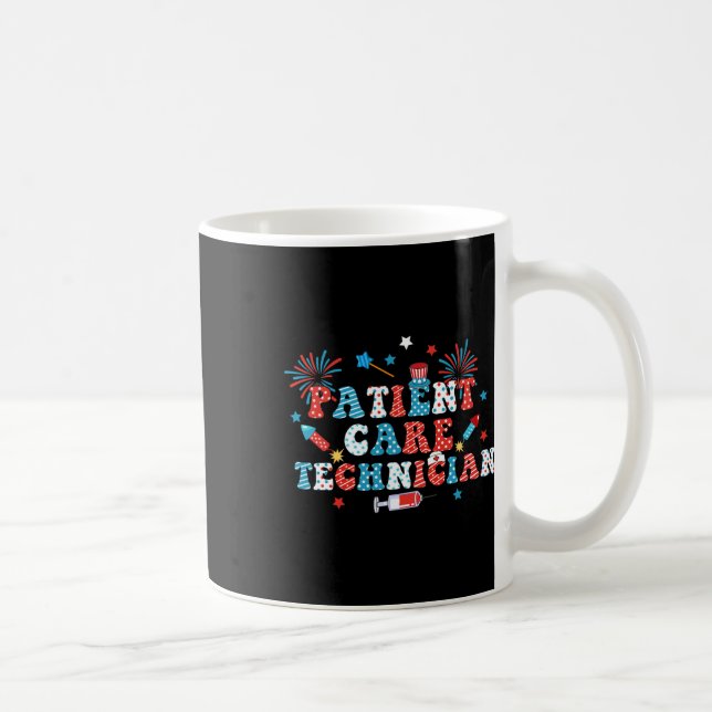 America Usa Fireworks Patient Care Technician 4th  Coffee Mug (Right)