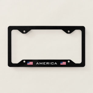 America USA Flag black license plate frame