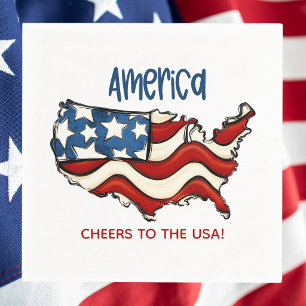 America USA Flag Map / Cheers to the USA Patriotic Napkins