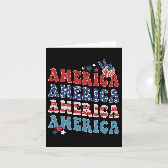 America Usa Fourth Of July 4th For Men Womens And  Card (Front)