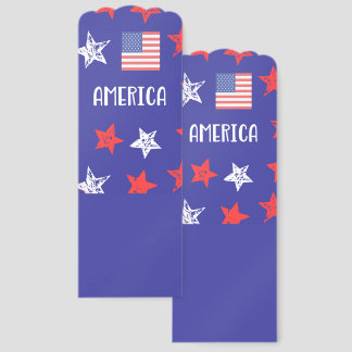 America USA July 4th Red White Blue Stars Flag Bookmarks