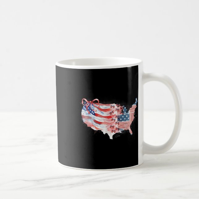 America Usa Map Preppy 4th Of July Happy Independe Coffee Mug (Right)