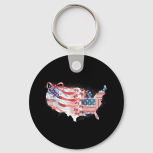 America Usa Map Preppy 4th Of July Happy Independe Keychain