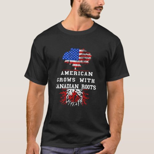 America USA Tree Roots Canada Flag Maple Leaf Cana T_Shirt