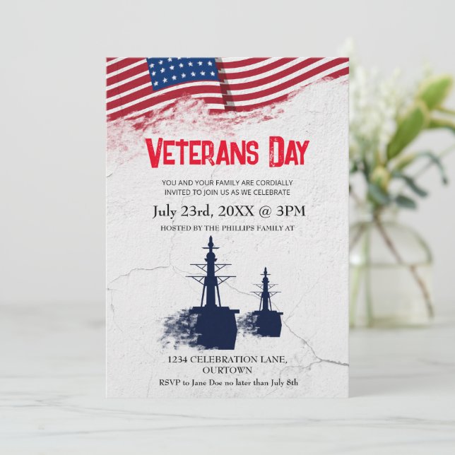 America Veterans Day Patriotic Invite, Invitation (Standing Front)