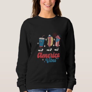 America Vibes 4th of July Retro American Flag Sweatshirt